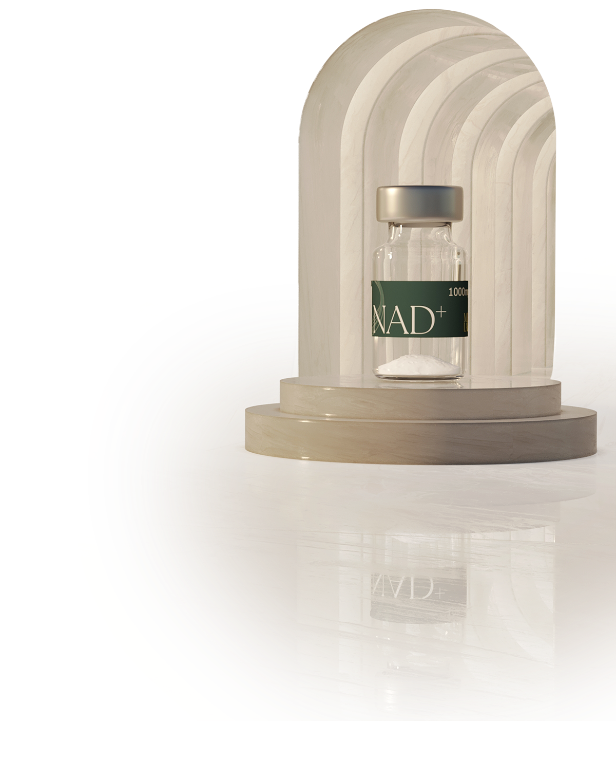 NAD⁺ vial in marble arch